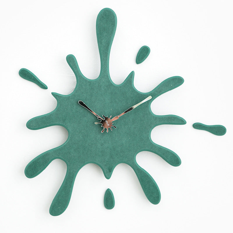 Creative Splatter Design Wall Clock - Silent Movement, Modern Decorative Timepiece(green)
