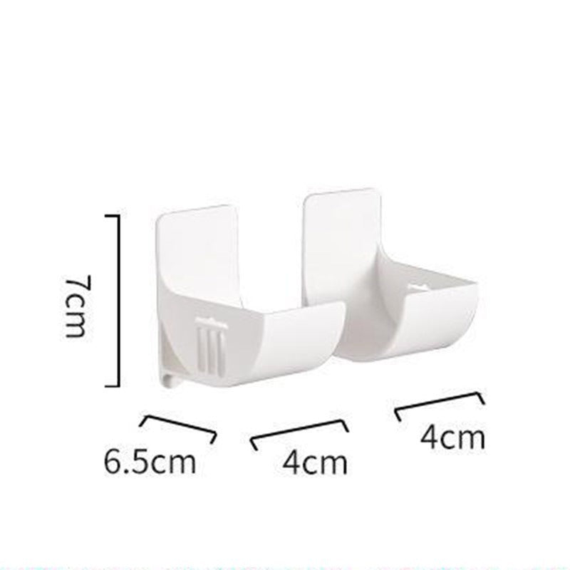 White 10 Pairs Self-Adhesive Wall Mount Storage Holders - Drill-Free Plastic Organiser Racks for Garbage Bags Cling Wrap & Umbrellas - Rental Friendly Kitchen Accessories