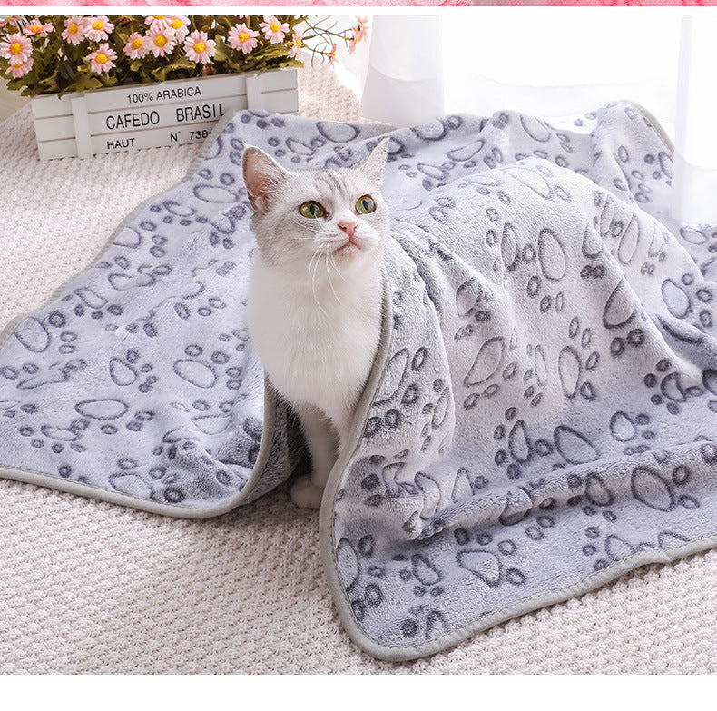 Green Pet Blanket Set – Plush Paw Print Design, 3-Piece Pack (S/M/L Sizes)