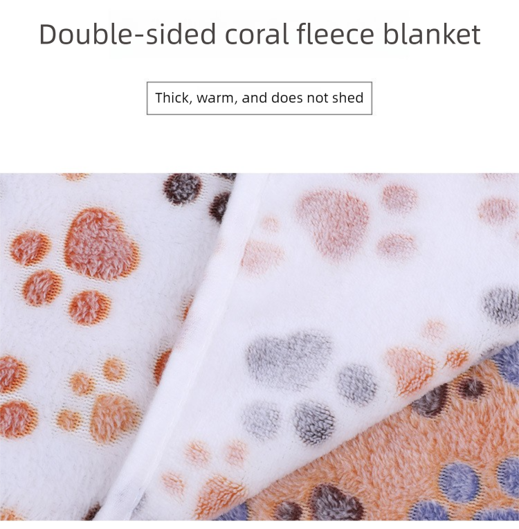 Green Pet Blanket Set – Plush Paw Print Design, 3-Piece Pack (S/M/L Sizes)