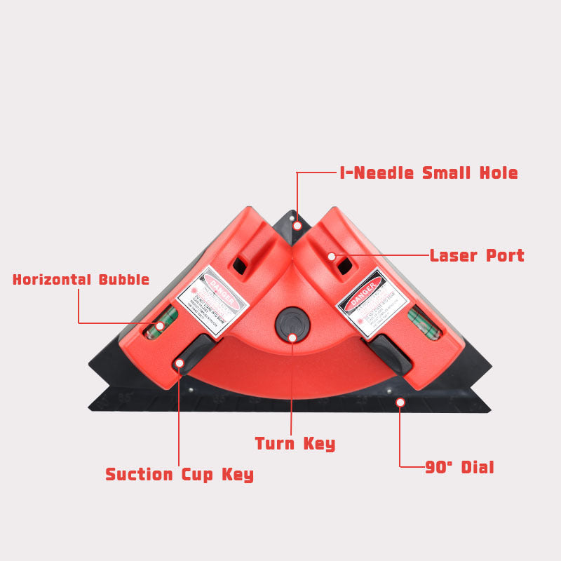 Yellow 90 Degree Laser Square Level Tool - Right Angle Line Projector for Tiling & Flooring Layout - Dual Bubble Alignment Aid for DIY Renovation (190mm)