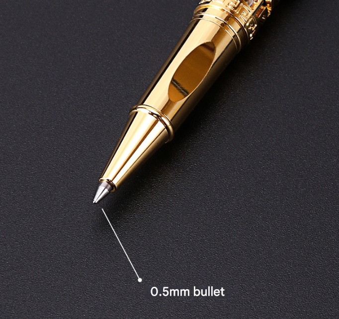 Light Blue Two-piece Set Luxury Retro Dragon Head Signature Pen Gift Set - Full Metal 0.5mm Rollerball Each Set with 2 Spare Refills for Business and Gifting