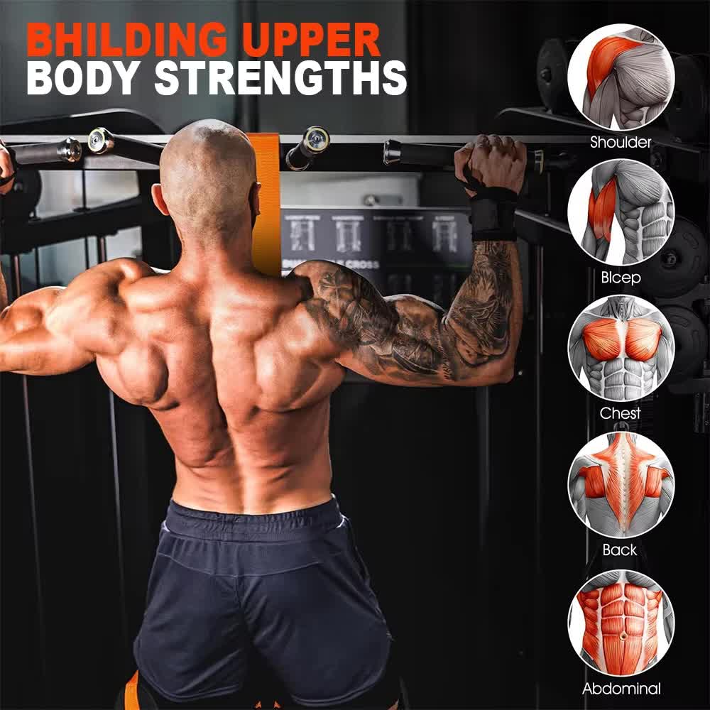 Black (150lb)Heavy Duty Pull-Up Assist Strap System With Foam Handles - Adjustable Resistance Trainer for Pull-Ups and Home Gym Workouts
