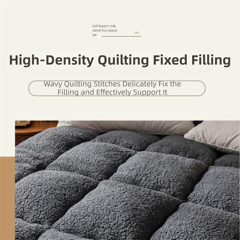 Superior Insulation Grey Dual-Sided Pet Sleeping Mat(40X60CM) for Dogs & Cats - 3D Thickened Support & Durable Wavy Quilting, Reversible Lamb Velvet & Brushed Cotton Bed