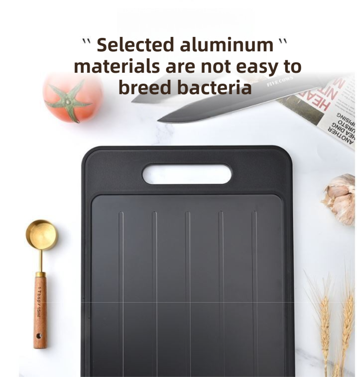 Red Aluminum Alloy Fast Thawing Dual-Sided Cutting Board(36.5x25CM) - Multifunctional Kitchen Tool with Garlic Grinder and Knife Sharpener