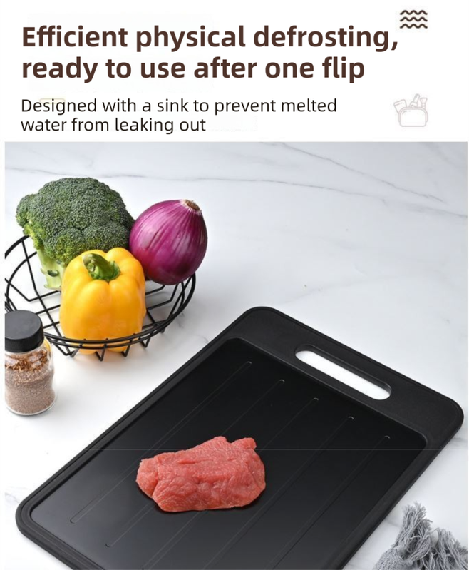 Red Aluminum Alloy Fast Thawing Dual-Sided Cutting Board(36.5x25CM) - Multifunctional Kitchen Tool with Garlic Grinder and Knife Sharpener