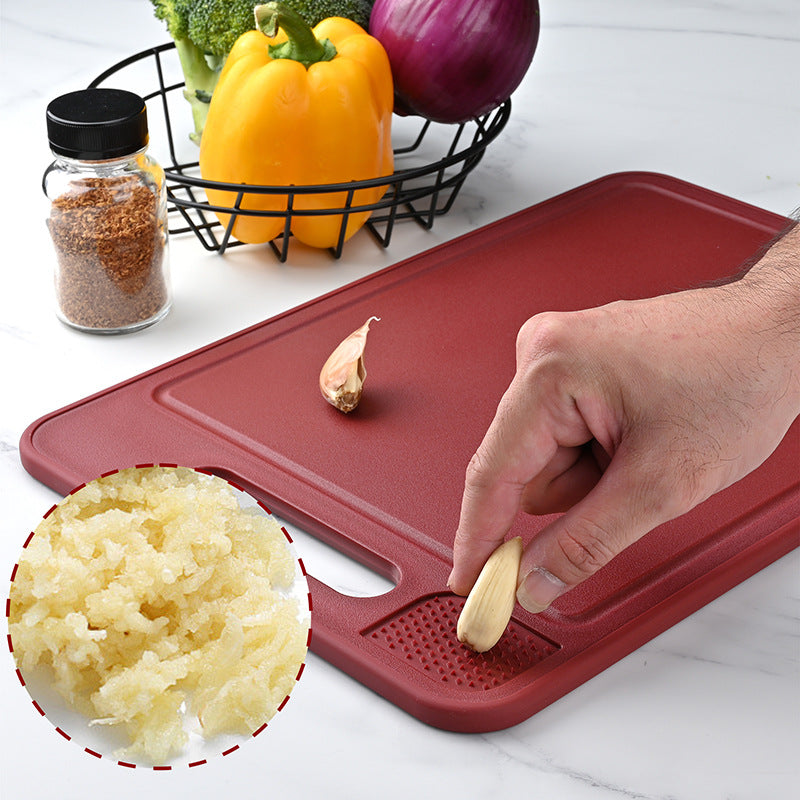 Red Aluminum Alloy Fast Thawing Dual-Sided Cutting Board(36.5x25CM) - Multifunctional Kitchen Tool with Garlic Grinder and Knife Sharpener
