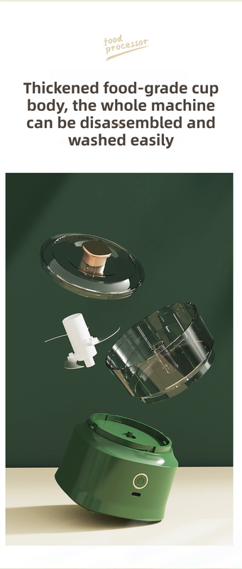 Coffee-Brown Wireless Electric Kitchen Grinder - Portable 150ml Baby Food Maker with 3 Stainless Steel Blades, USB Charging