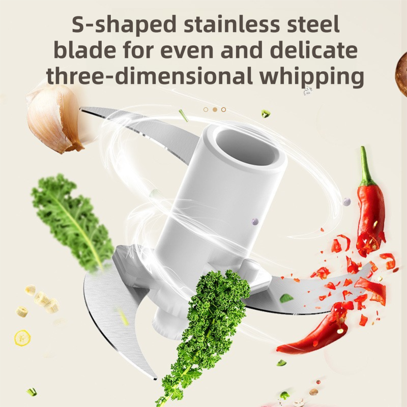White Wireless Electric Kitchen Grinder - Portable 150ml Baby Food Maker with 3 Stainless Steel Blades, USB Charging
