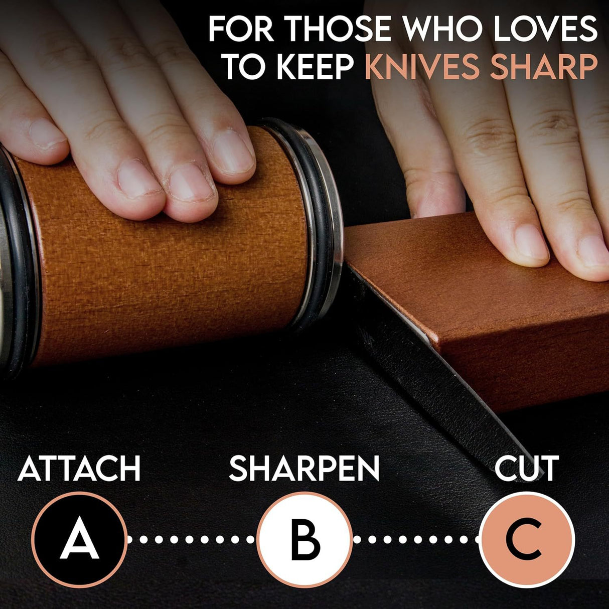 Black Rolling Knife Sharpener Set with Diamond Discs and Magnetic Base 15 and 20 Degree Angles for Precision Kitchen Knife Maintenance in Australian Homes