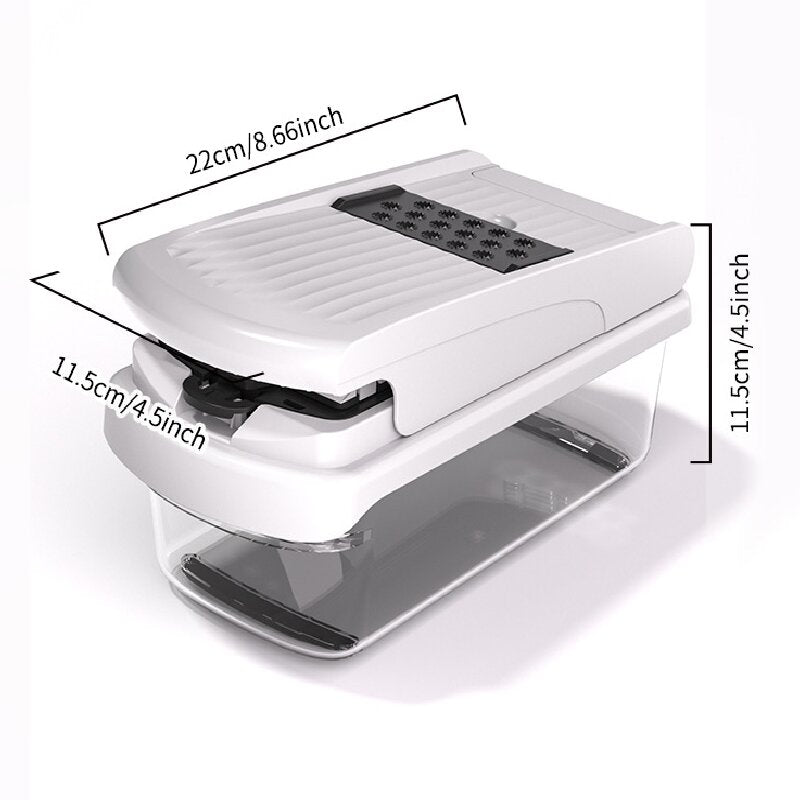 Green Multifunctional Vegetable Slicer – Manual Kitchen Cutter with Adjustable Blades for Slicing, Dicing, Shredding, Garlic Grinding, and Egg White Separation