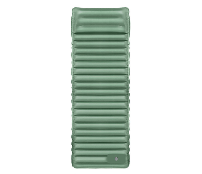 Outdoor Camping Self-Inflatable Air Mattress Portable Foot Press Beach Picnic Mat Foldable TPU Sleeping Pad Green and Grey