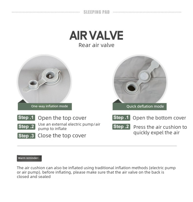 Outdoor Camping Self-Inflatable Air Mattress Portable Foot Press Beach Picnic Mat Foldable TPU Sleeping Pad Green and Grey