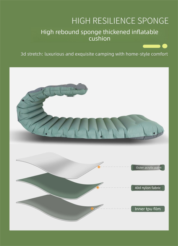 Outdoor Camping Self-Inflatable Air Mattress Portable Foot Press Beach Picnic Mat Foldable TPU Sleeping Pad Desert and Grey