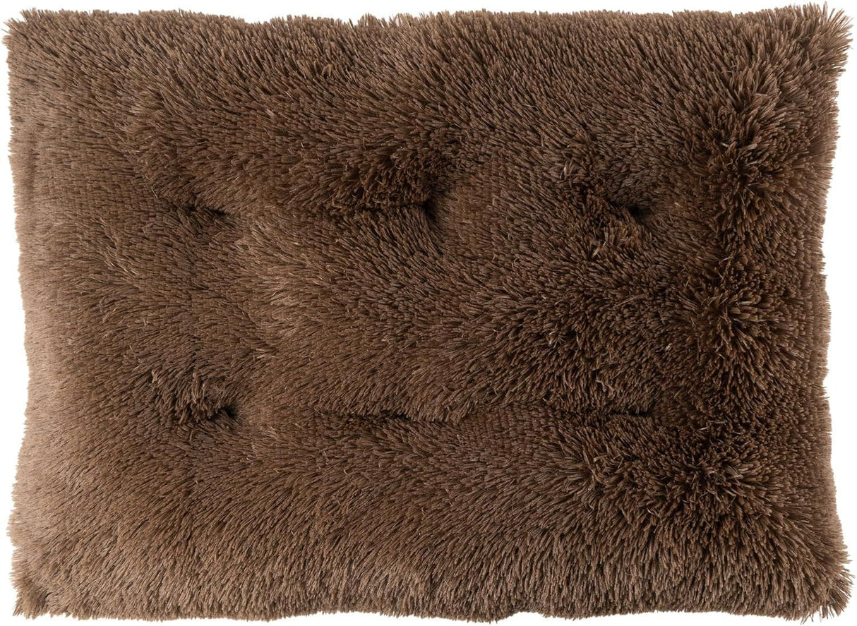 Luxury Long Plush Pet Bed Mat Faux Fur Crate Pad 110x75cm Dark Offee XXL Soft Warm Cushion for Giant Dogs
