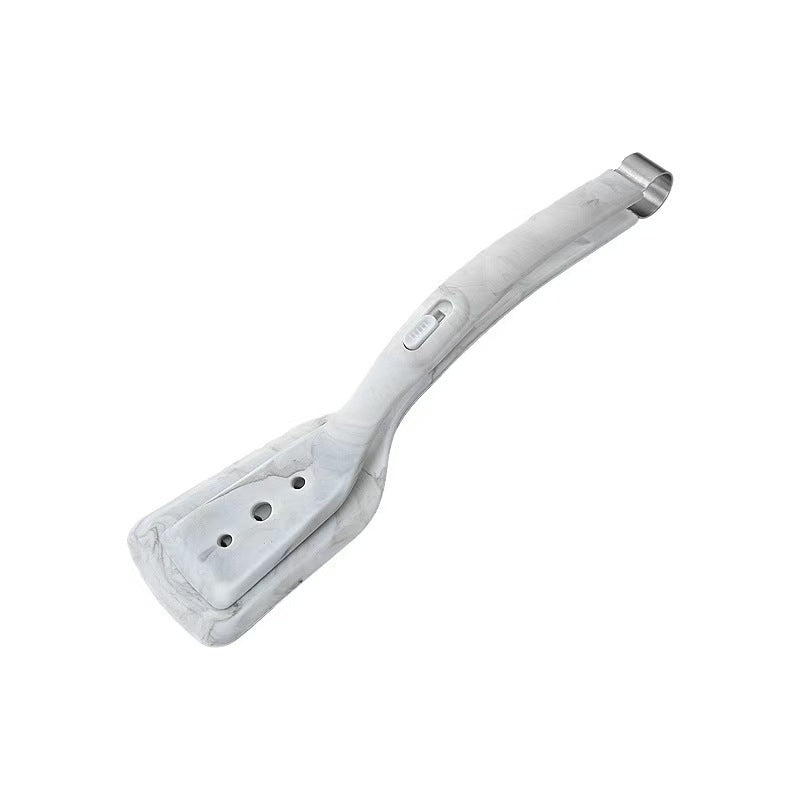 2-in-1 Marble Pattern Silicone Spatula Tongs with Locking Clip & Oil Drainage - Non-Stick Heat Resistant Food Flipper & Kitchen Clamp