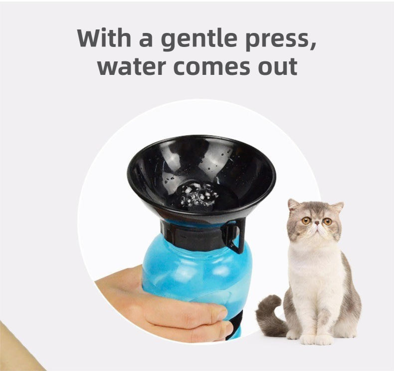 Brown 500ML Portable Pet Dog Water Bottle with 10cm Wide Bowl - Leakproof Travel Drinker for Outdoor Walking and Hiking