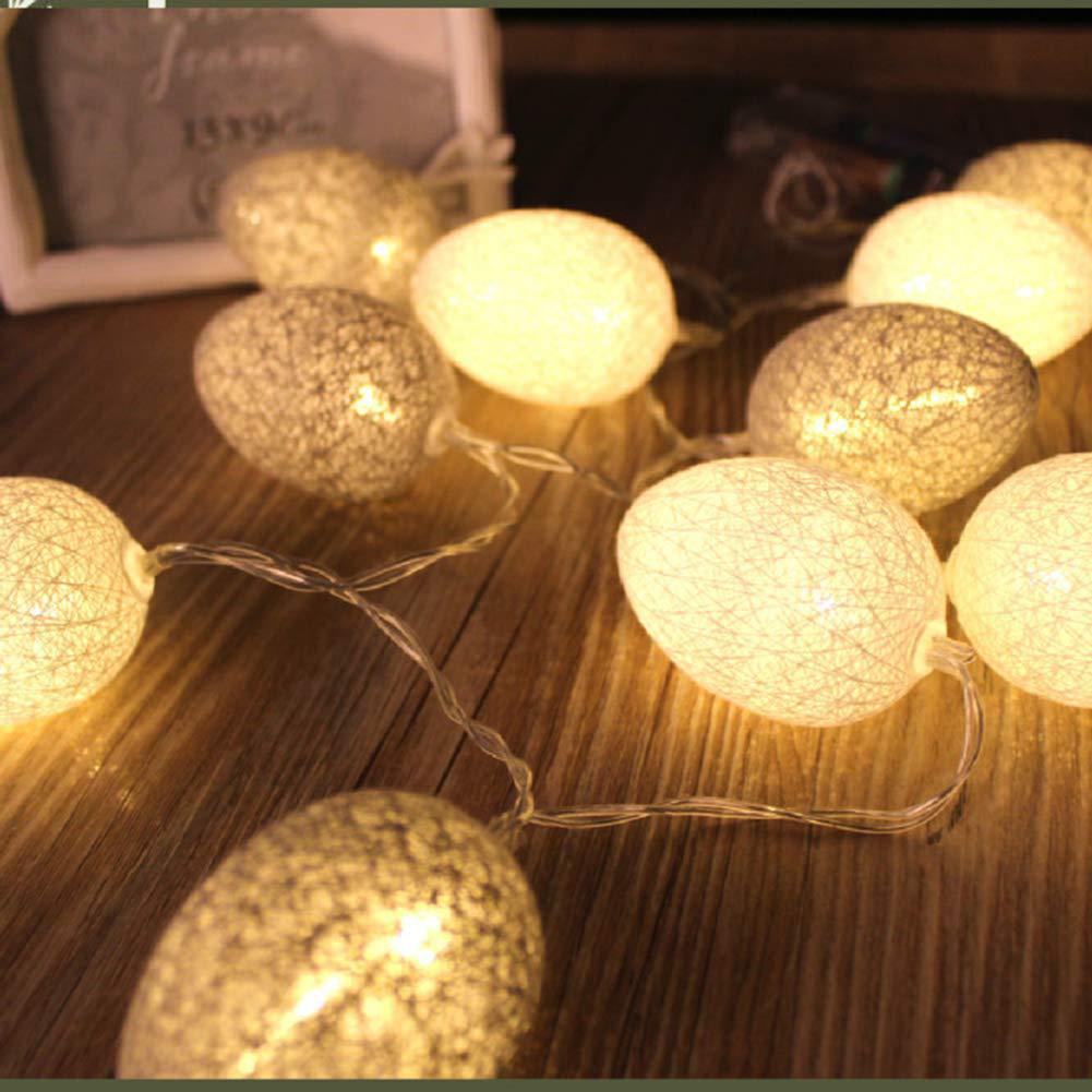 1.5M Easter Cotton Ball Egg String Lights (10 LED) - Colorful Egg-Shaped Fairy Light Holiday Decor