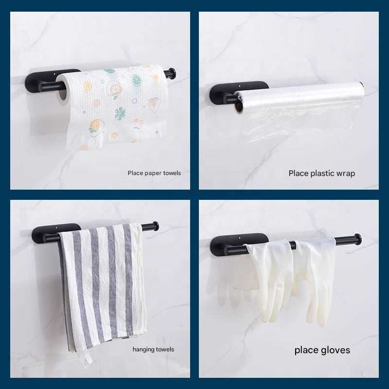 Silver Stainless Steel Kitchen Paper Holder with Adhesive Mounting – Under Cabinet Tissue Roll Rack for Paper Towels, Toilet Paper or Plastic Wrap