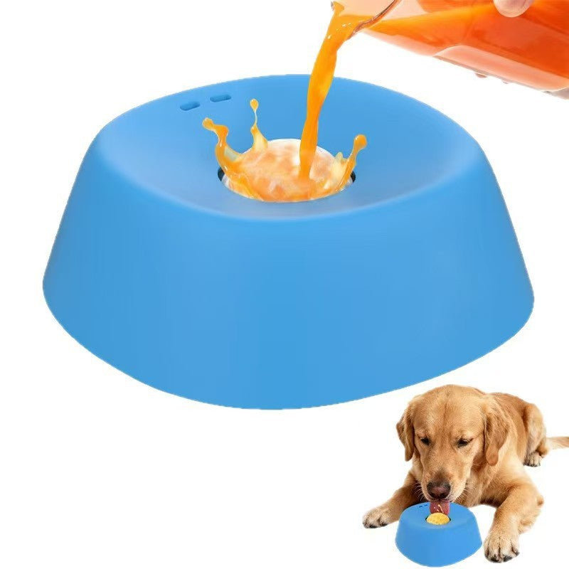 Black bowl and white ball Slow Feeding Dog Bowl with Built-In Rolling Ball – Anti-Spill Pet Lick Dish for Healthy Eating Habits