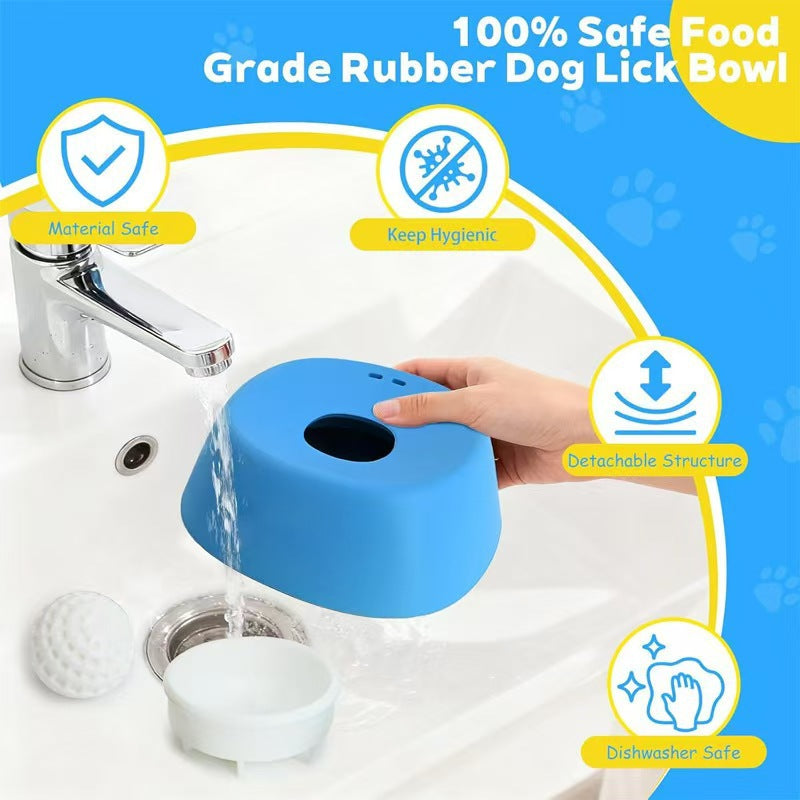 Black bowl and white ball Slow Feeding Dog Bowl with Built-In Rolling Ball – Anti-Spill Pet Lick Dish for Healthy Eating Habits
