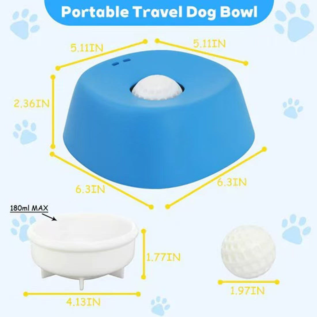 Blue bowl, orange ball Slow Feeding Dog Bowl with Built-In Rolling Ball – Anti-Spill Pet Lick Dish for Healthy Eating Habits