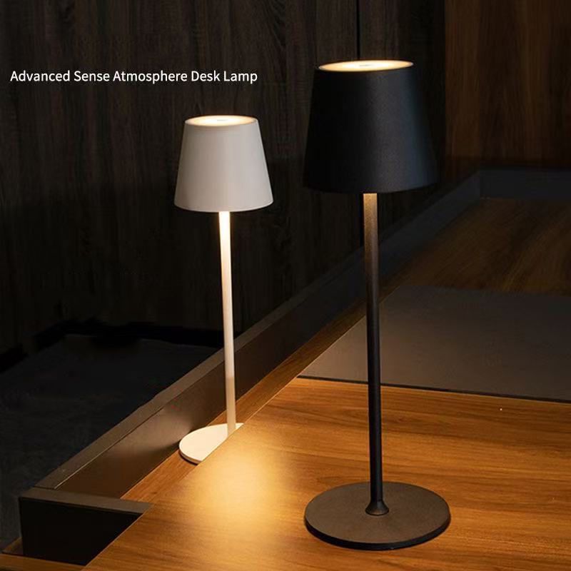 LED High-Foot Table Lamp with Touch Control - Rechargeable Dimmable Bedside Night Light for Bedroom & Living Room - Perfect Gift for Women(Black with a rounded base)