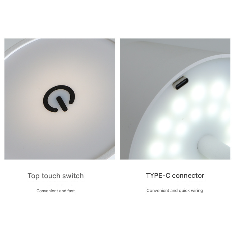 LED High-Foot Table Lamp with Touch Control - Rechargeable Dimmable Bedside Night Light for Bedroom & Living Room - Perfect Gift for Women(White with a rounded base)