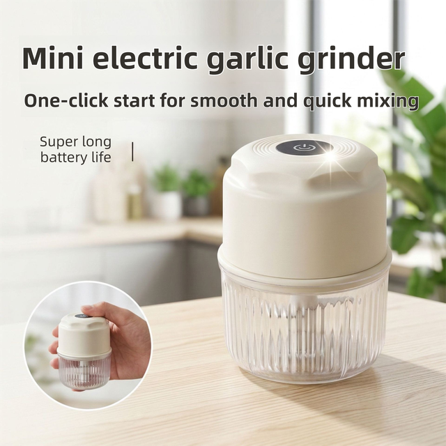 Green Cordless Electric Mini Food Chopper with 316 Stainless Steel Blades - Portable 300ml Garlic Crusher & Meat Grinder, One-Touch Operation