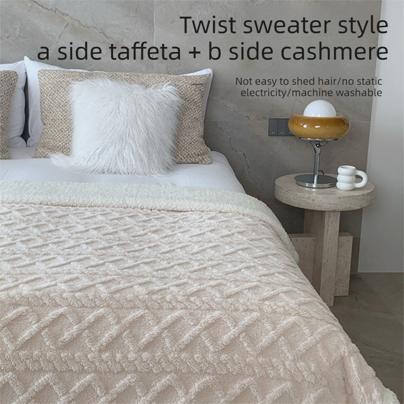 Blue 180*200cm Double Blanket, Taffeta Fleece Blanket, Thick Winter Quilt, Lambswool Coral Fleece Small Blanket, Office Nap Blanket, Sofa Cover Blanket, Bedding, Machine Washable