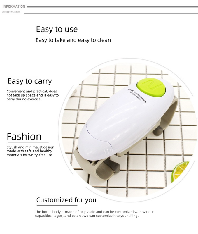 White Upgraded One-Touch Electric Can Opener — Dual-Handle Design, Automatic Hands-Free Can/Bottle Opener, ABS Material, Battery-Powered (Batteries Not Included), Designed for the Kitchen