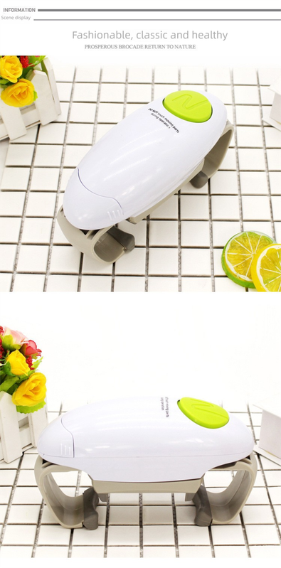 White Upgraded One-Touch Electric Can Opener — Dual-Handle Design, Automatic Hands-Free Can/Bottle Opener, ABS Material, Battery-Powered (Batteries Not Included), Designed for the Kitchen