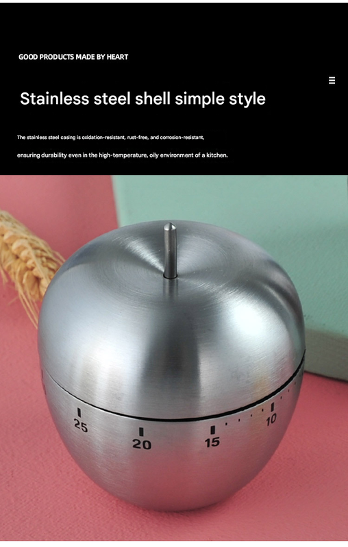 Egg Shape Stainless Steel Kitchen Timer Mechanical Cooking Timer - Wind-Up 60 Minute Countdown Timer - Loud Ring 72dB Baking Tool with Non-Slip Base - Battery-Free Analog Timer for Home Office