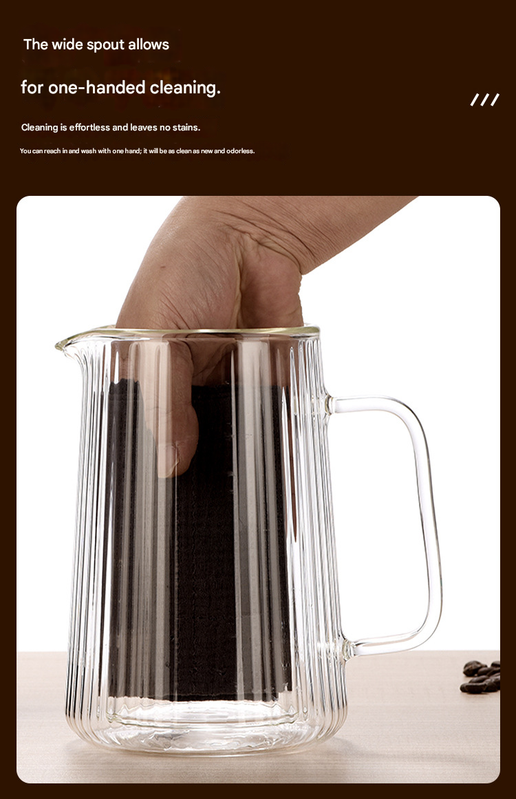 350ML Double Wall Glass French Press Coffee Maker - Borosilicate Glass Coffee Plunger with 304 Stainless Steel Filter, Heat Resistant Vertical Ribbed Design for Home Brewing