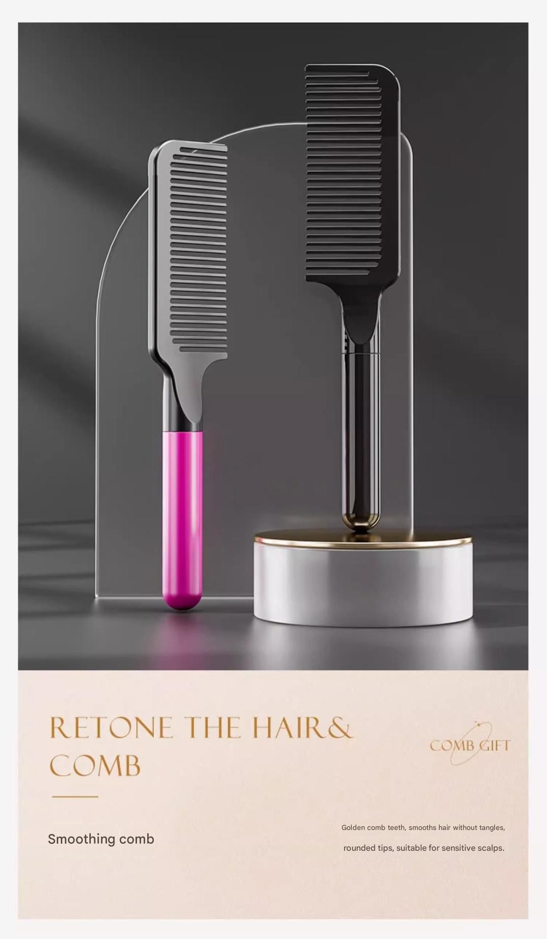 Black 5-Piece Gift Box Set Premium ABS Hair Care Gift Set with Cushion Paddle Brush, Detangling Comb, Cleaning Brush & Stand - Elegant Mother’s Day or Couple’s Gift for Daily Styling and Scalp Comfort
