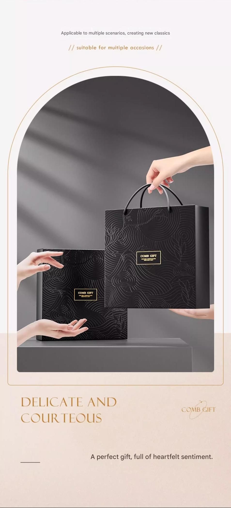Black 5-Piece Gift Box Set Premium ABS Hair Care Gift Set with Cushion Paddle Brush, Detangling Comb, Cleaning Brush & Stand - Elegant Mother’s Day or Couple’s Gift for Daily Styling and Scalp Comfort