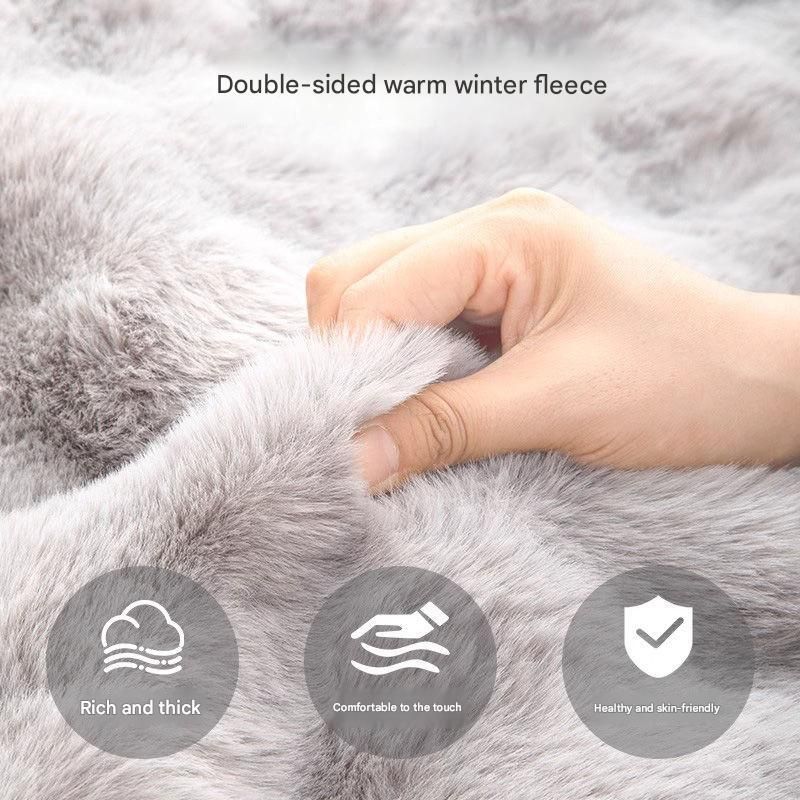 Grey Large Plush Dog Bed - Extra Thick Winter Warmth, Machine Washable & Non-Slip Pet Mat for Large Dogs (90cm)