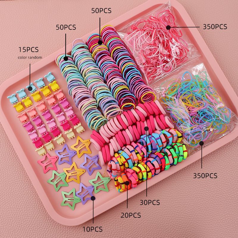 895-Piece Cute Hair Accessories Gift Set with Elastic Rubber Bands - Perfect Gift for Girls