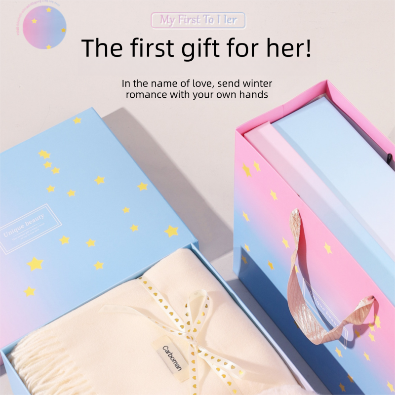 White Winter Scarf Gift Box Set for Women (4-Piece Set: Earmuffs, Hat, Gloves, and Scarf)- Soft Warm Scarf with Luxury Gift Packaging Birthday Present for Girlfriend Wife Daughter