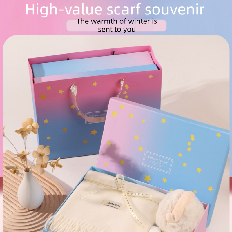 White Winter Scarf Gift Box Set for Women (4-Piece Set: Earmuffs, Hat, Gloves, and Scarf)- Soft Warm Scarf with Luxury Gift Packaging Birthday Present for Girlfriend Wife Daughter
