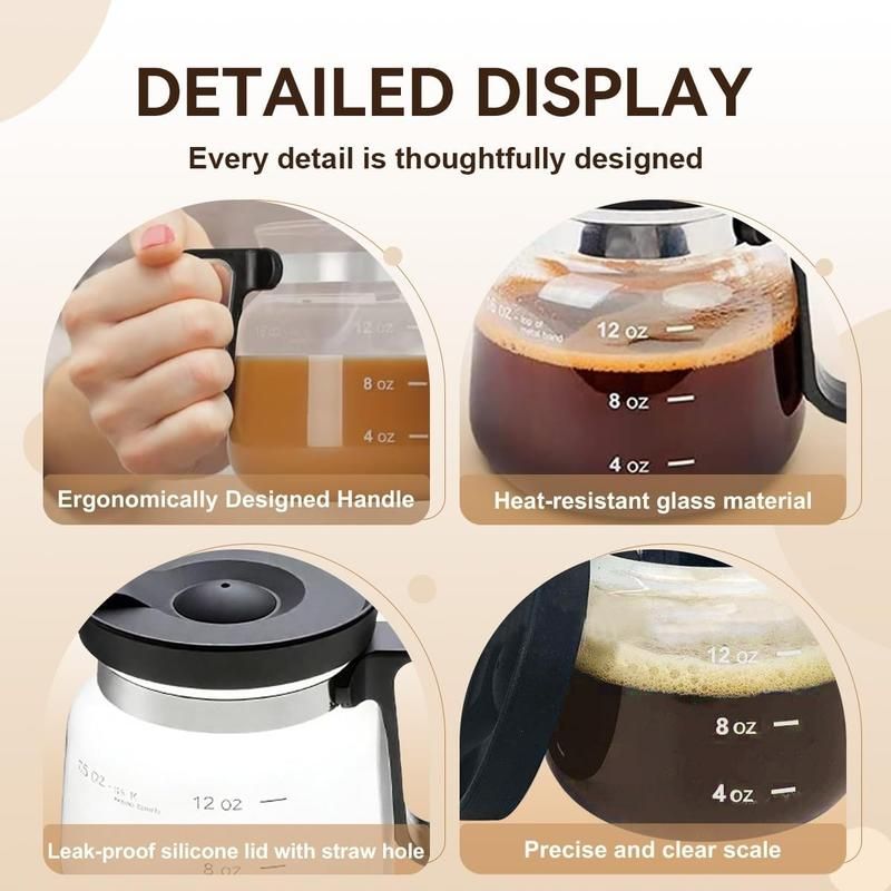 16Oz Mini Brewing Glass Coffee Mug Set with Leakproof Travel Lid, Ergonomic Handle and 2 Reusable Metal Straws for Camping Office and Home, Coffee Lovers' Top Choice,Free 12cm Yellow Bear Woven Cotton Coaster
