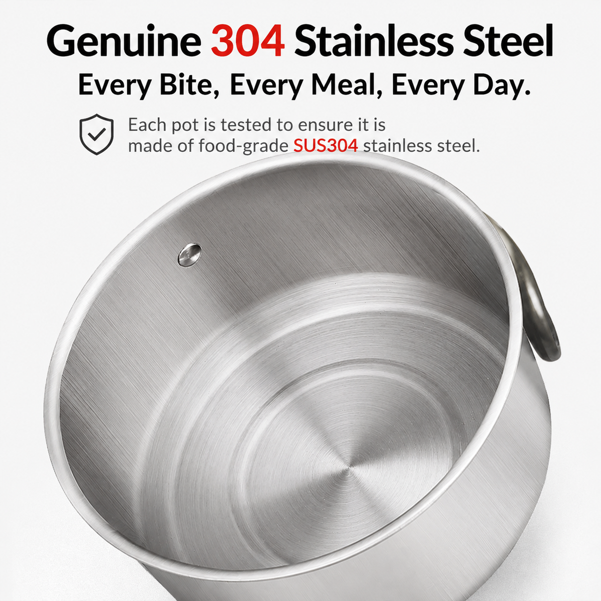 3-Piece Food Grade Stainless Steel Camping Cookware Set with 1.1L Kettle, Medium Stew Pot and Medium Frying Pan - Hangable and Foldable, Compact Nesting Storage, Anti Scald Wrapped Handle