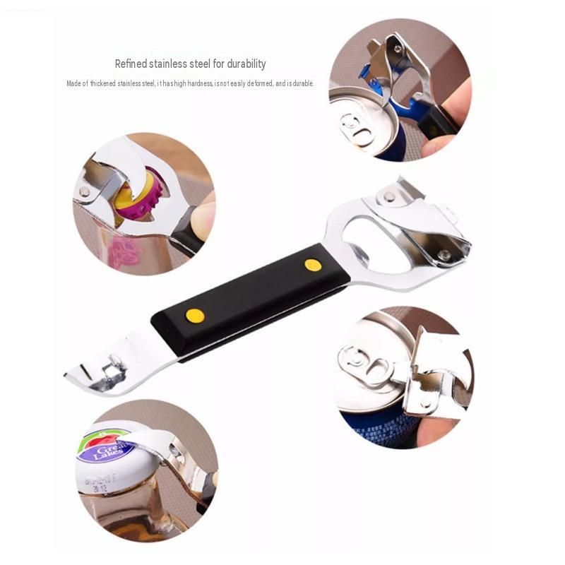 3-pack 4-in-1 Stainless Steel Bottle Opener and Can Opener - Heavy Duty Beer Opener with Non-Slip ABS Handle, Multi-Purpose Kitchen Gadget for Camping, BBQ, Bar and Home Use