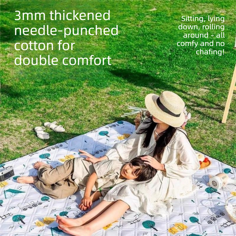 Seattle style Waterproof Picnic Mat - 200x150cm Extra Thick Outdoor Blanket with Carry Handle, Machine Washable Camping Ground Sheet for Beach and Park