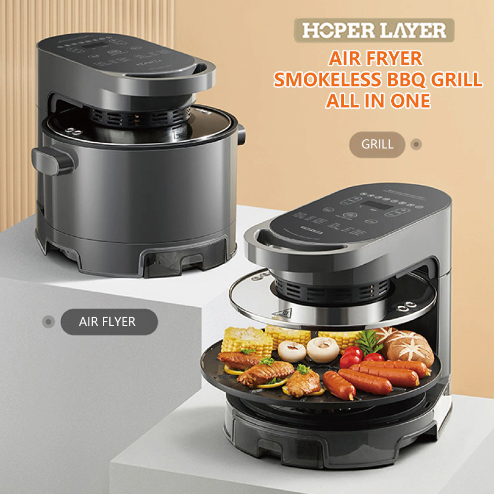 Hoper Layer Multi-functional 2 in 1 air fryer & smokeless BBQ grill KZ-50