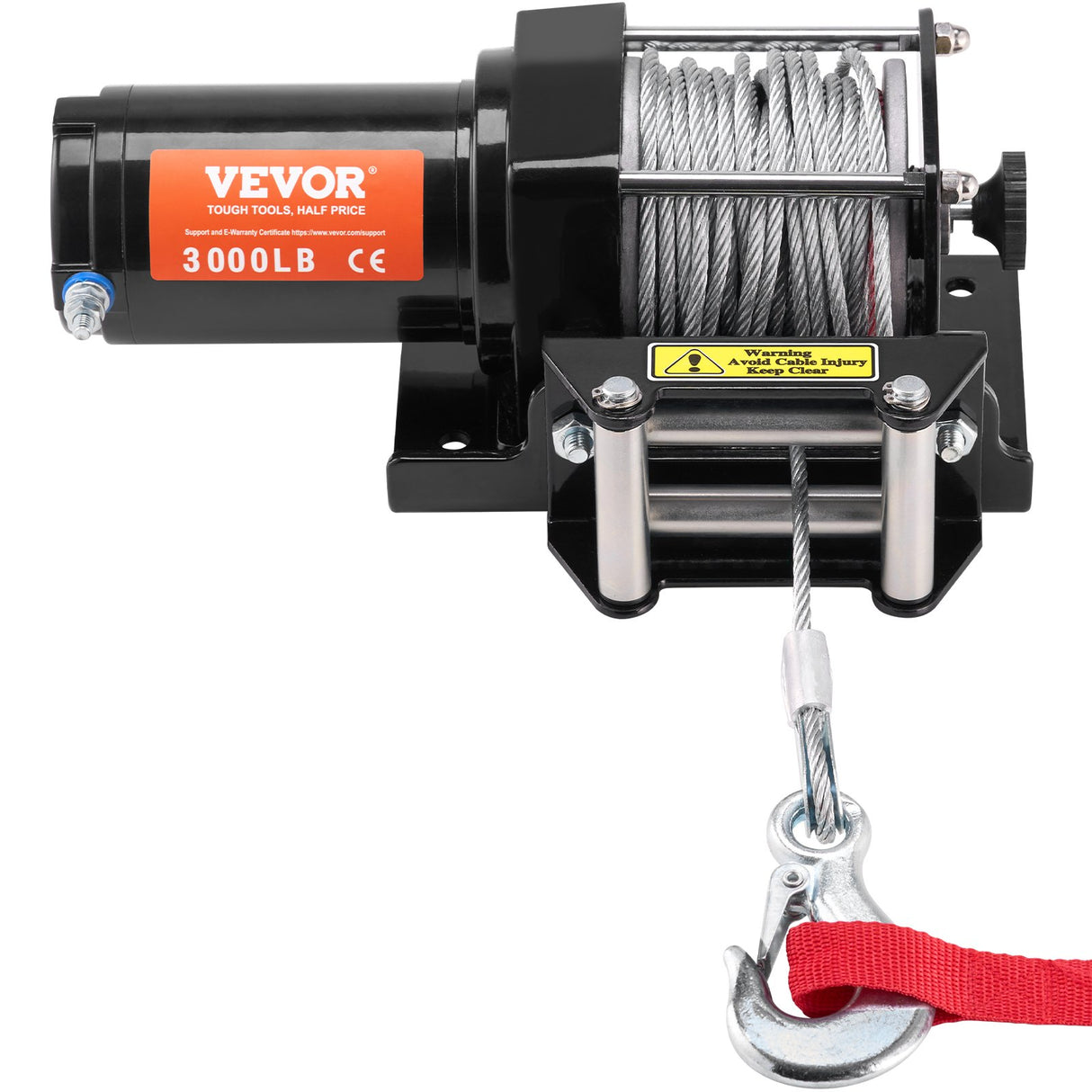 Electric Winch, 1361 kg Line Pull Capacity, 12V DC ATV/UTV Winch with Φ0.5 x 1188.7 cm 7 Strands Steel Cable Roller Fairlead Wired Remote Control, IP55 Waterproof for Towing UTV ATV Off-Road