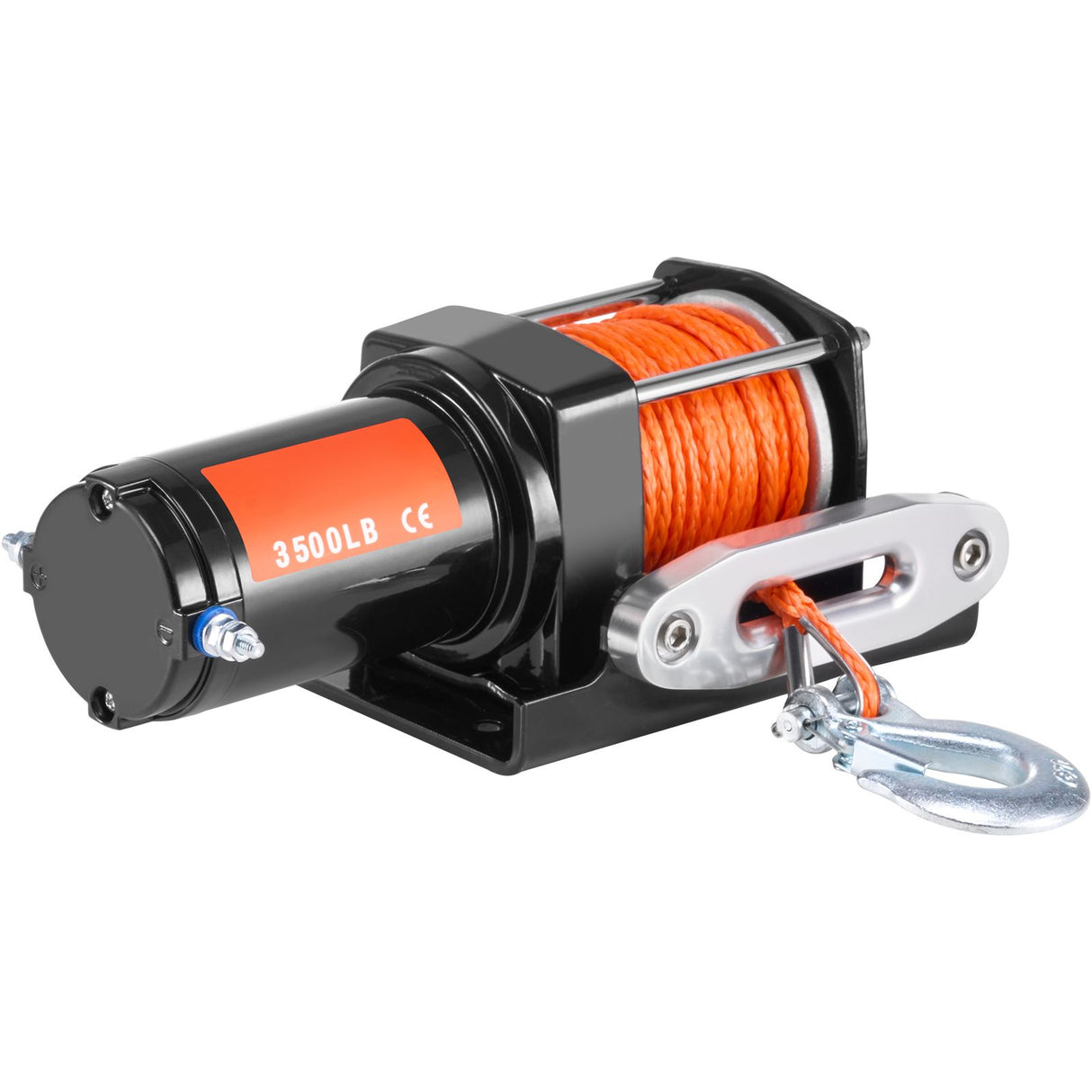 Electric Winch, 1588 kg Line Pull Capacity, 12V DC ATV Winch with Φ0.5 x 1188.7 cm 12 Strands Synthetic Rope Aluminum Fairlead Wired Remote Control, IP55 Waterproof for Towing ATV Boat