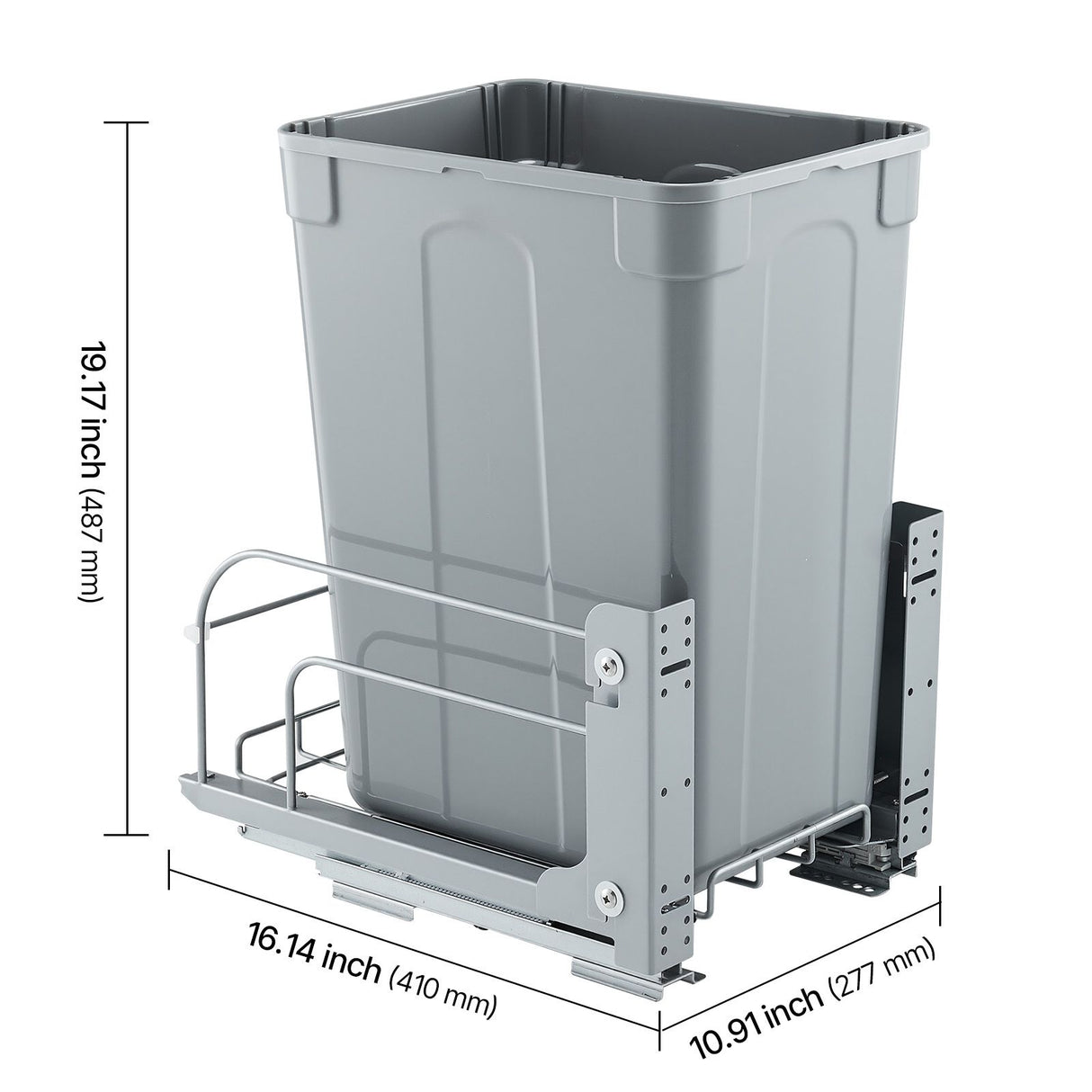 Pullout Trash Can for Kitchen Cabinets, Garbage Waste Recycling Bin, Under Mount Waste Container, with Heavy Duty Metal Soft Close Sliding System and Door Kit, for Sink, Under Counter