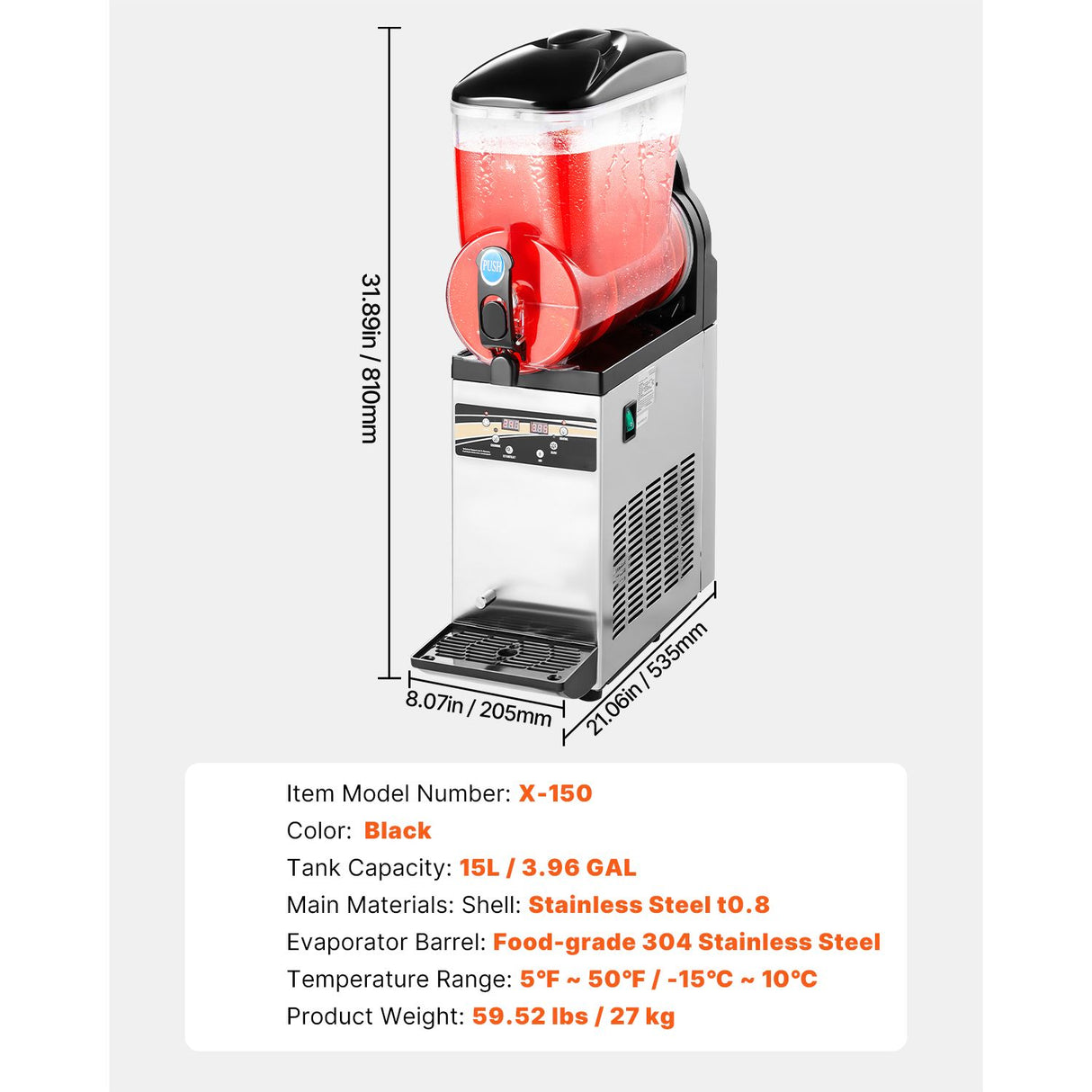 Commercial Slushy Machine 15L Margarita Smoothie Frozen Drink Maker
