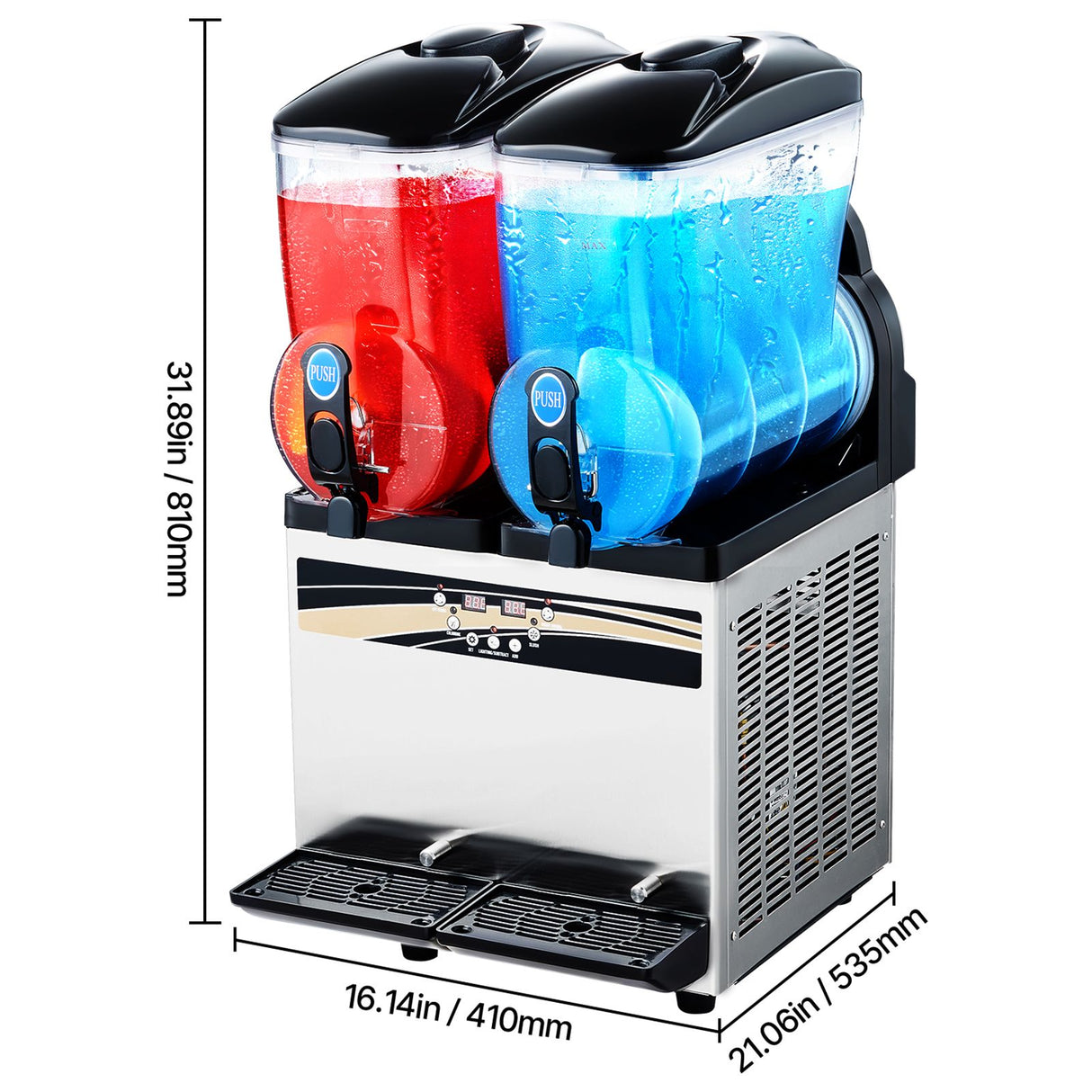 VEVOR Commercial Frozen Drink Maker, 15Lx2 Double Tank Slushy Machine, 120 Cups Stainless Steel Margarita Smoothie Frozen Drink Machine, Slushie Maker for Home Party Restaurants Cafe Bars